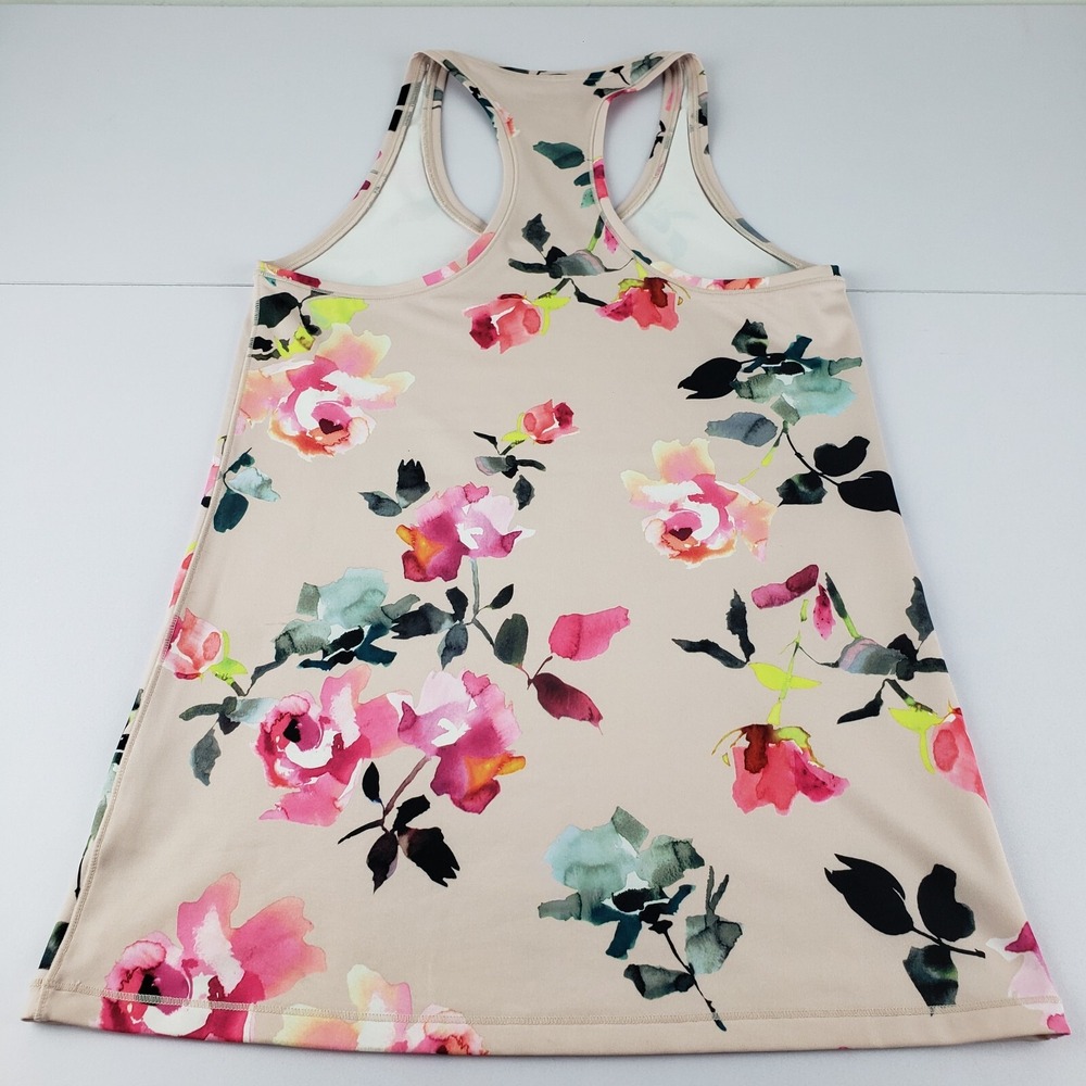 Athleta Tank Top Womens Small Shanti Pink Floral Printed Racerback Shirt Stretch - Picture 2 of 8